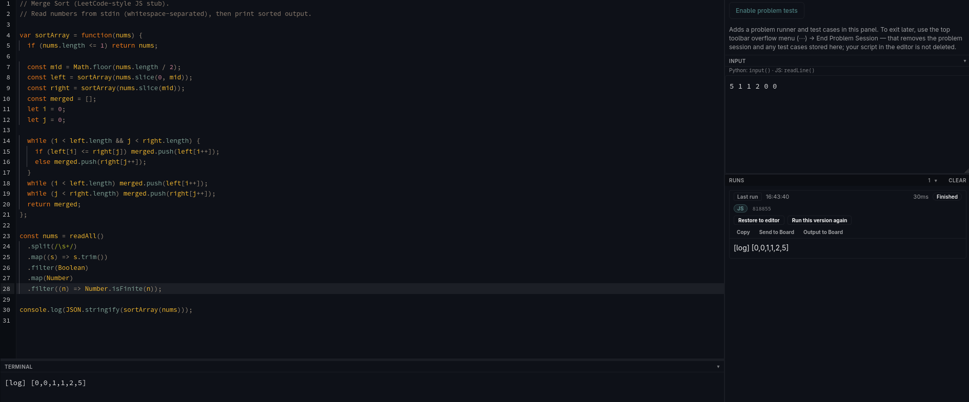 FeatherSpace coding workspace with its code editor and execution output